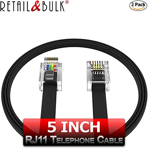(2 Pack) 5 Inch Short Telephone Cable Rj11 Male To Male 5" 6p4c, Phone Line Cord - Thumbnail 4