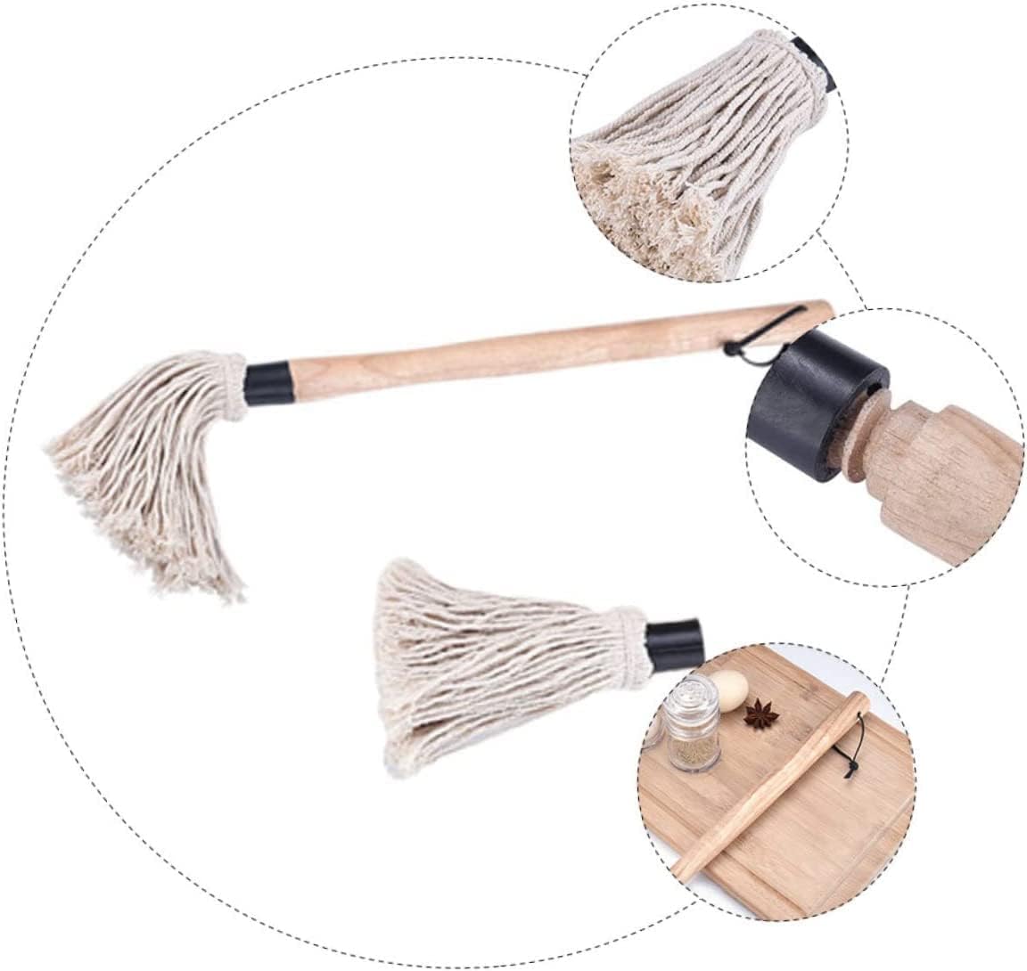 1 Set Replaceable Basting Brush Roasting Brush Pig Roast Mop Sauce Pastry Basting Oil Baking Marinade Cotton Yarn Pork