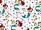 Jerry Fabrics Spannbettlaken für Einzelbett, Ariel Friends, Bettwäsche aus 100 % Baumwolle, bequem und atmungsaktiv, niedliches Disney-Prinzessinnenmotiv Arielle