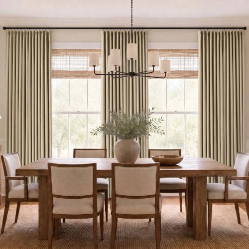 Oatmeal Pinch Pleated Blackout Linen 108 Inch Bedroom Curtains by Lirien - Used condition - Image 7