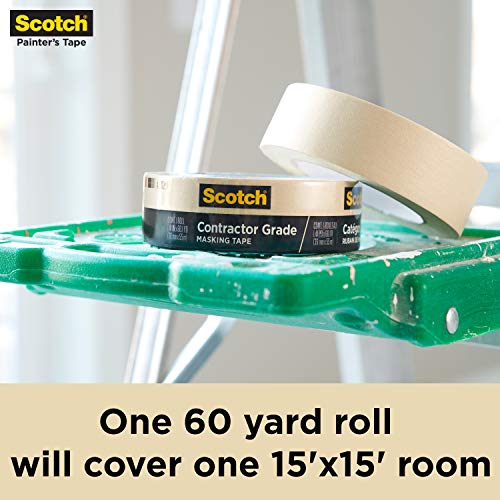 Scotch Contractor Grade Masking Tape, 1.41 Inches By 60.1 Yards (360 Yards Total), 2020, 6 Rolls #TOP5