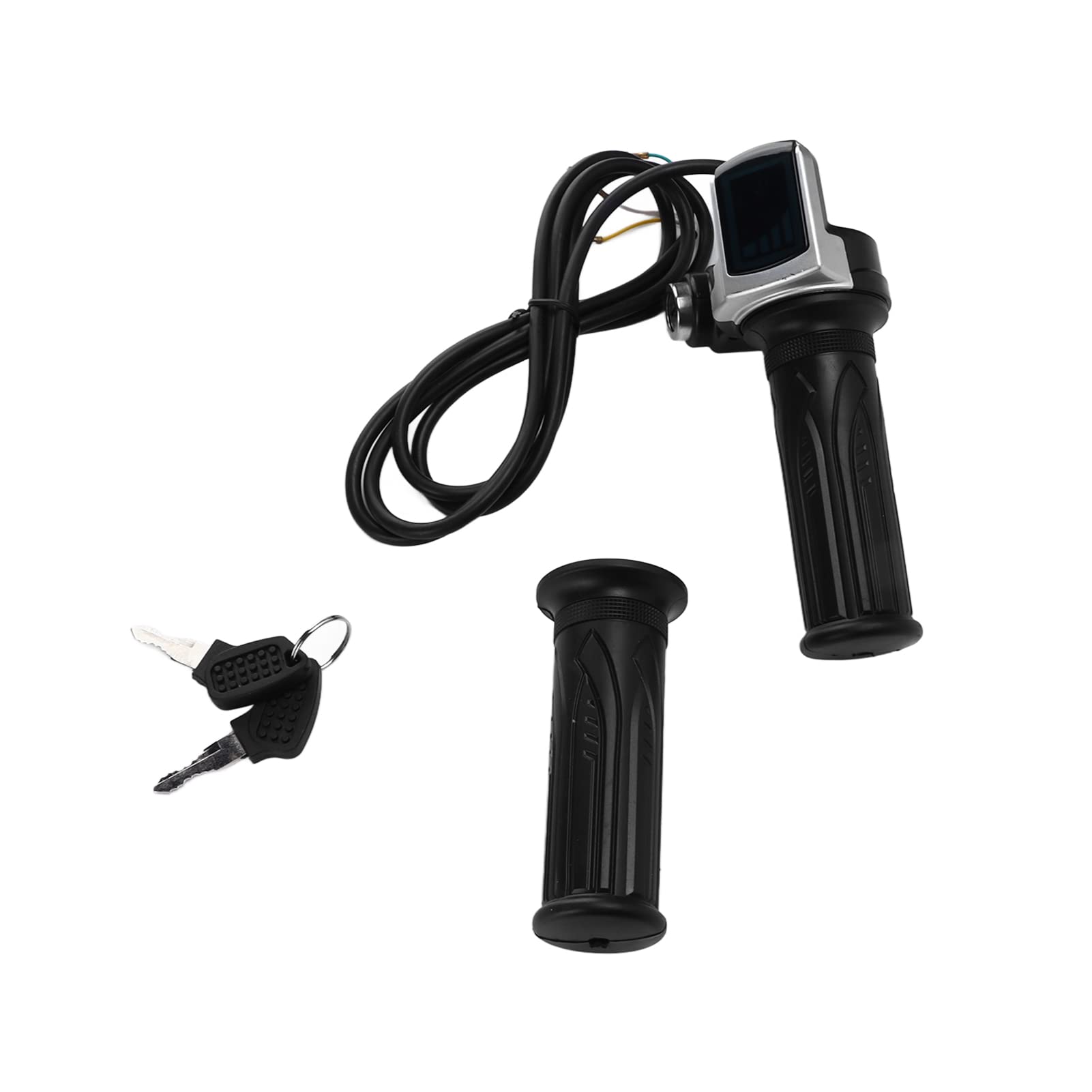 24 V Drosselgriff mit LED-Startanzeige und 2 Schlüsseln, elektrischer Gasgriff für E-Bikes und Roller, ergonomisches Design aus ABS