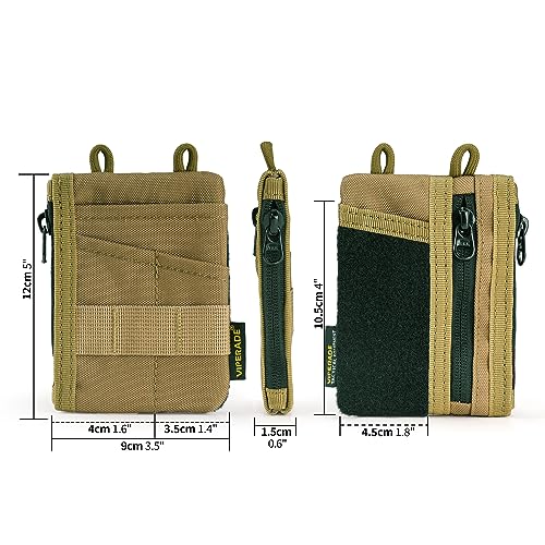 VIPERADE VE18-S Small EDC Pouch Tool Organizer,Multifunction Small Tools Pouch with 6 Pockets,EDC Organizer for Men,Mini Pocket Organiser with Patches Area for DIY (Khaki) - Image 2