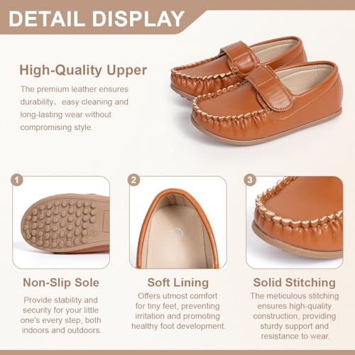 Image of Toddler Boys Girls PU Leather Loafers Little Kids Slip-On Texture Flats Boat Wedding Dress Shoes School Uniform Moccasins Daily Walking Shoes(Toddler /Little Kids)