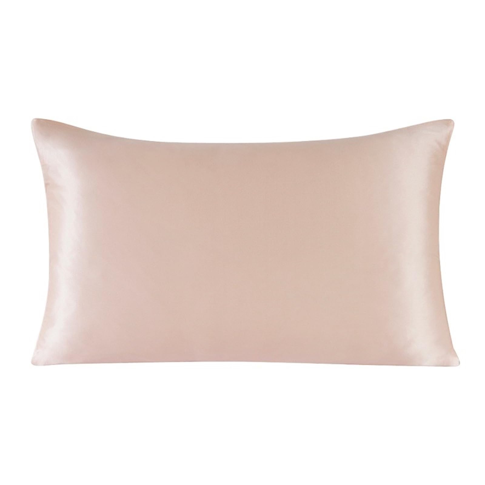 1PC Zipper Pillowcase with Matched Hair Scrunchie Both Sides Mulberry Silk for Bedding(Snow Pink,40x60 cm)