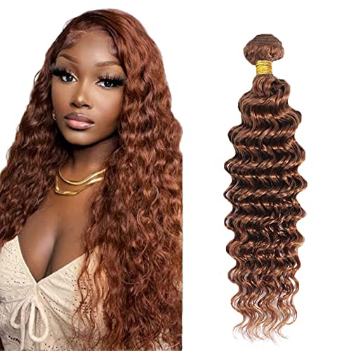 #30 Brown Bundles Deep Wave Bundles Human Hair 14 Inch Light Brown Deep Wave Bundle Unprocessed Brazilian Virgin Weave Hair 1 Bundle 50 Gram Per Bundle