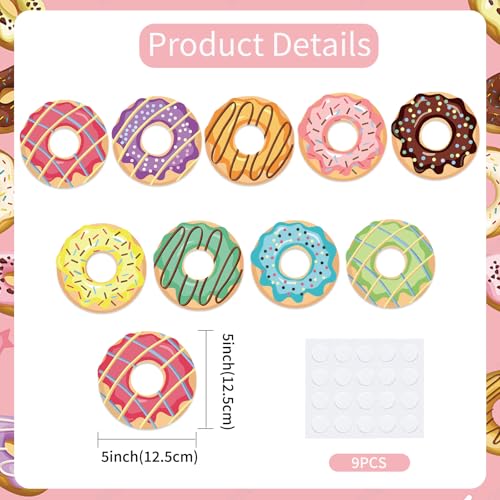 Image of Vuzvuv 90Pcs 5In Doughnut Paper Cutouts with 180Pcs Glue Points,Doughnut Cut Outs Bulletin Board Decorations for Birthday Party Theme Decor Supplies