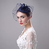 Fascinator Hut Damen Kopfschmuck Mesh Haarreif Hochzeit Damenhut Vintage Haarschmuck Hochzeitszubehör Bankett Hut Elegant Schleier Cocktail Haarsband Karneval Headwear Fasching Haar Clip Party