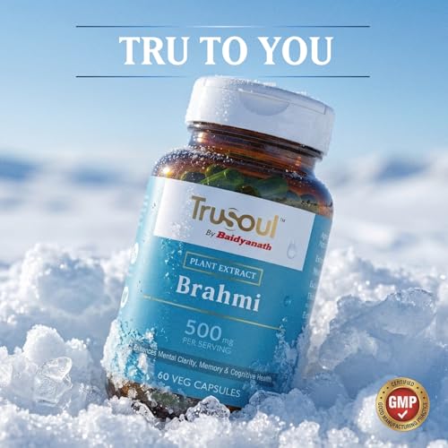 Image of Baidyanath TruSoul Brahmi 60 Veg Capsules | Helps Enhances Mental Clarity, Memory & Cognitive Health | Pure Herbs for Mind Wellness | Promotes Mind Relaxation (Pack of 2)