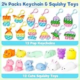 IJIGU 24 Pcs Prefilled Easter Eggs with Assorted Toys, Filled with Squishy Toys and Pop Bubble Keychains, Easter Eggs Filled for Kids to Egg Hunt, Basket Stuffers Filler and Classroom Prize Supplies
