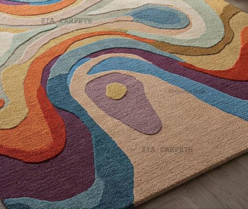 Image of zia carpets Hand Tufted Woollen Modern Collection Bedroom & Living Room Carpet Size 7 X 10 Feet