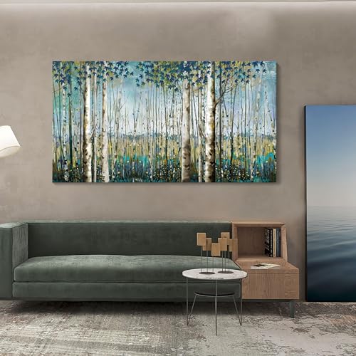 Large Wall Art Decor Green View White Birch Forest Canvas Paintin...