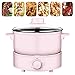 Casserole électrique 2.5L Multifonctions Poêle électrique Sauteuse Hot Pot Poêle Frire Pot Soupe Cuiseur Riz Poêle Antiadhésive Cuiseur Pour Cuisine Famille Fête,Rose