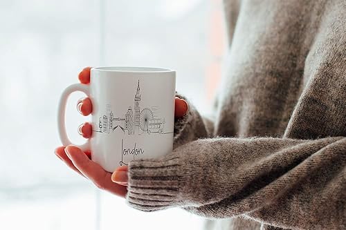 Miniatura 496 de Taza de cerámica Madrid Spain Skyline, taza blanca de recuerdo de Europa de 11 onzas, taza de café personalizada, regalo para cumpleaños, taza