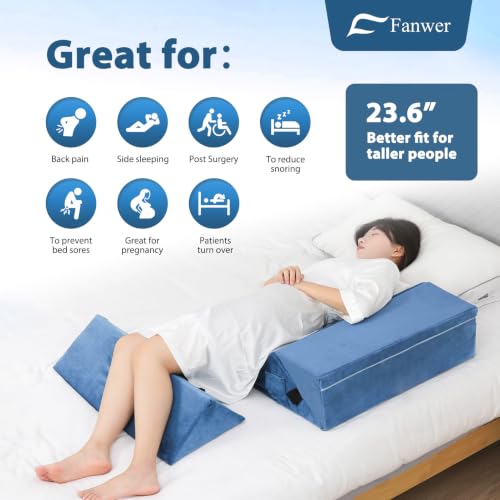 Image of Fanwer Positioning Wedge Pillow for Side Sleeping (3 in 1),23.6 inch,Light Blue