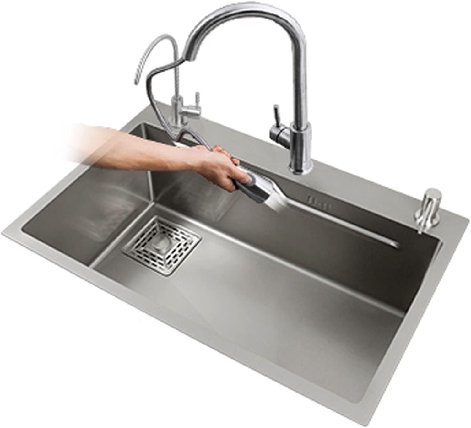 Évier sous plan à cuve unique acier inoxydable nano gris de 75 x 45 cm pour cuisine