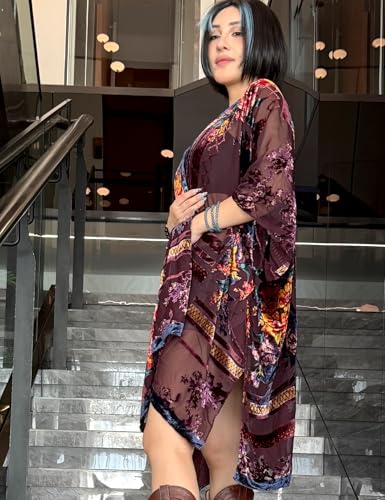 Image of MJ SERECA Women's Casual Long Velvet Kimono