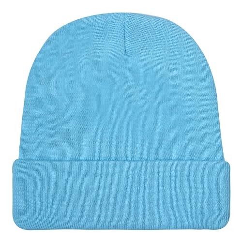 Gelante Men Women Warm Knit Cuffed Plain Beanie Hat Skull Cap. 2040A-1PC-Aqua Blue