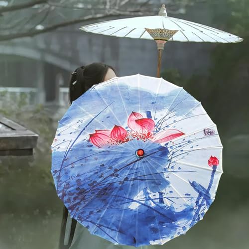 Almencla Guarda-chuva de papel oleado chinês, guarda-chuva de dança clássica, adereços fotográficos,