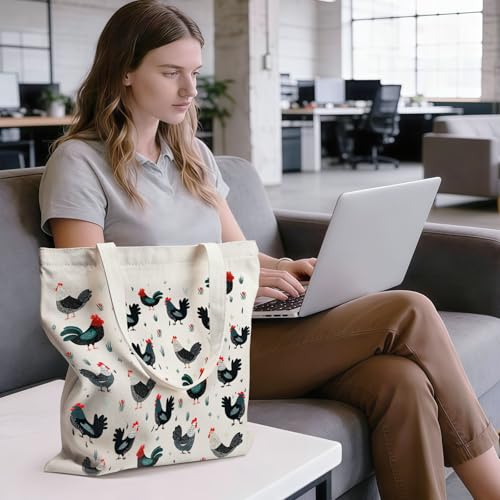 Bolso tote de lona LIAODUNUS con gráficos de animales para mujeres, bolsa de algodón para compras y trabajo miniatura 3