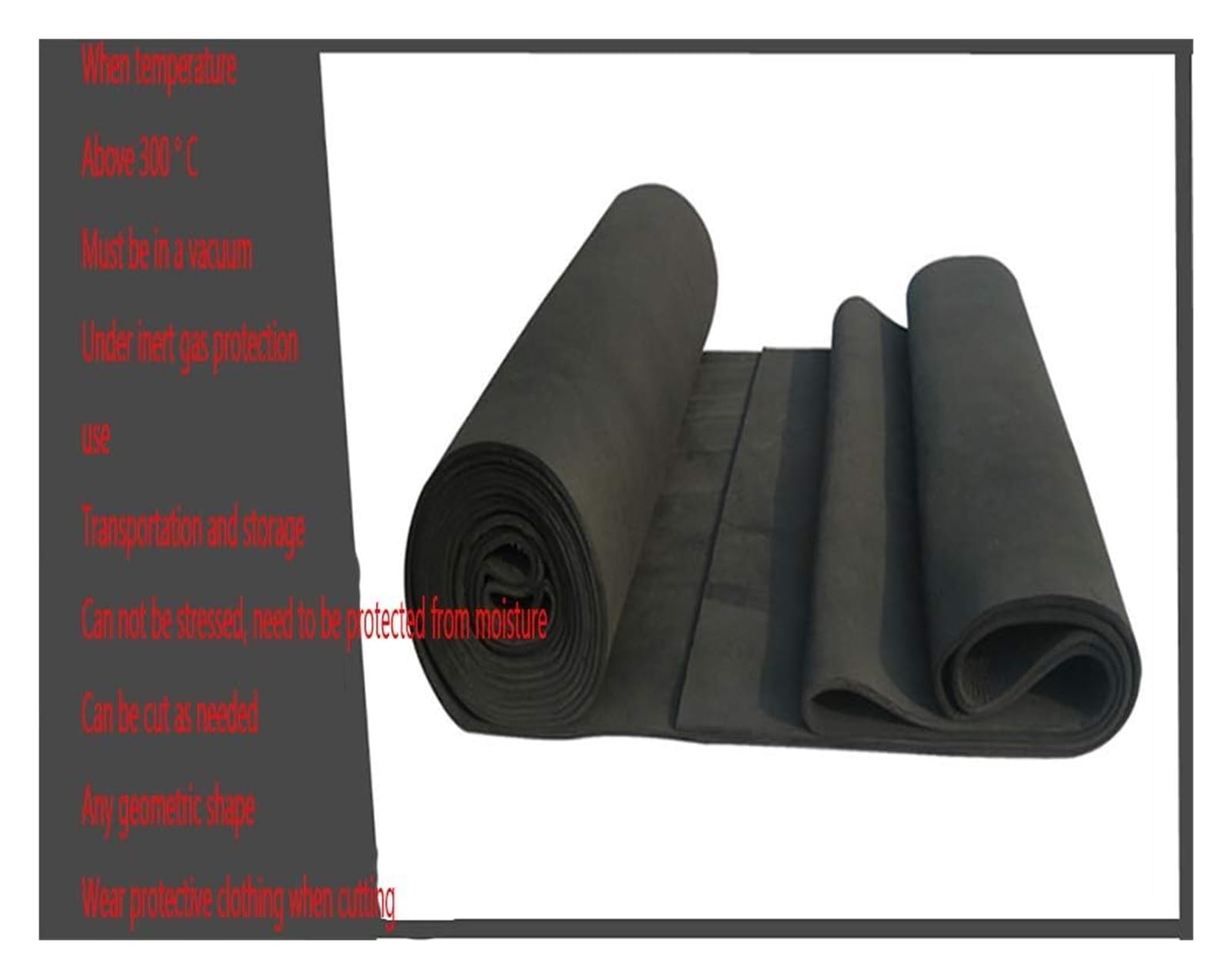 Coperta for saldatura in feltro di grafite ad alta temperatura, in fibra di carbonio, 600x1230 mm (3/5/8 mm) for isolamento termico e protezione dalle scintille(5mm)
