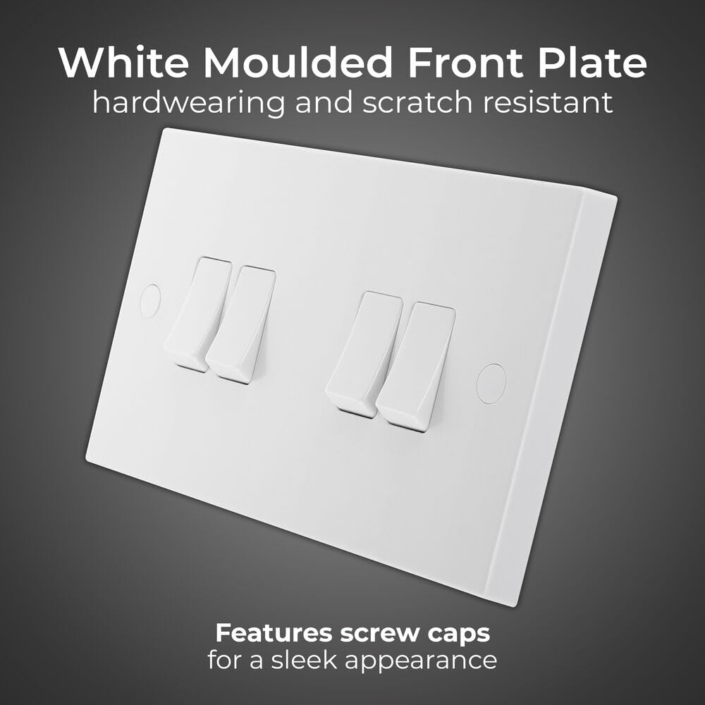 BG Electrical Quadruple Wall Light Switch, 2 Way, Square Edge, Nexus 900 Series, White Moulded, 20A, 16AX, 944 - Image 2