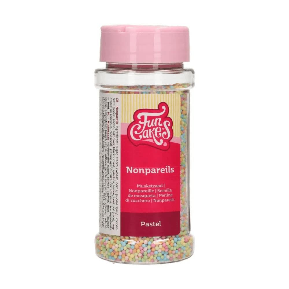 FunCakes Nonpareils Pastel : mini perles pour gâteau, bon goût, parfaites pour la décoration de gâteaux, des centaines et des milliers de mini perles. 80 grammes.