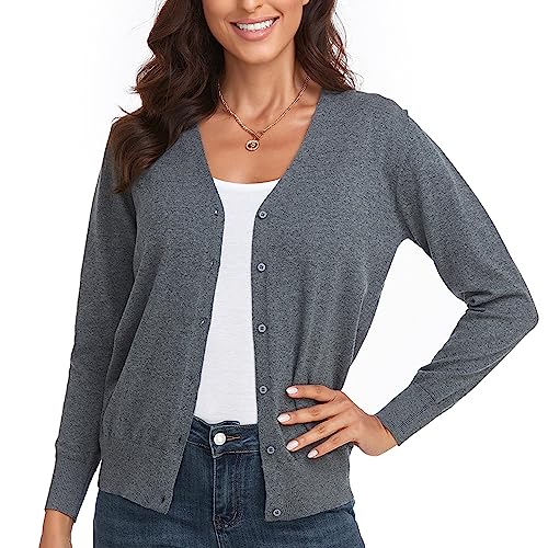 CUNYI Strickjacke für Damen Pullover mit V-Ausschnitt