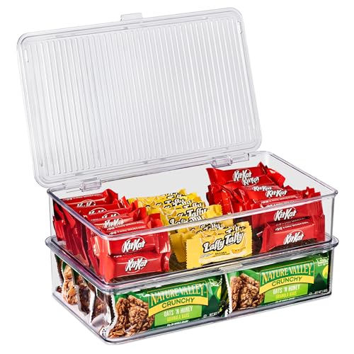 Image of Sorbus Fridge Organizer & Pantry Storage with Lids- Clear Plastic Freezer Organizer Bins- MultiPurpose & Versatile Stackable Cabinet Organizers- Cosmetics,Office Supplies,Food Snack Organizers- 2 Pack