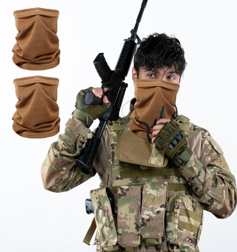 2Pcs Coyote Brown Face Gaiters for Men Women, Coyote Brown Cooling Face Mask, Breathable Summer Bandana, Half Face Cover for Sports & Travel2