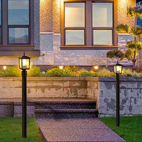 CINOTON Outdoor Post Light Fixtures, Modern 1- Light Exterior Post Lantern with 3-Inch Pier Mount Base Aluminum Housing Plus Clear Glass Waterproof Patio Pole Lights - Thumbnail 7