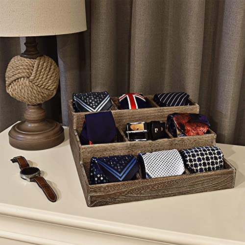 Ikee Design Wooden Multi-Slot Shelf Display-Stylish Wood Organizer Stand For Bangle Bracelets, Watches,Ties, Belt And More -Perfect For Home Decor And Store Display,13" W X 13" D X 5" H, Coffee Color #TOP5