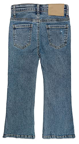 KIDSCOOL SPACE Big Girls Jeans,Ripped Holes Stretchy Bell-Bottom Slim Boot Cut Denim Pants2