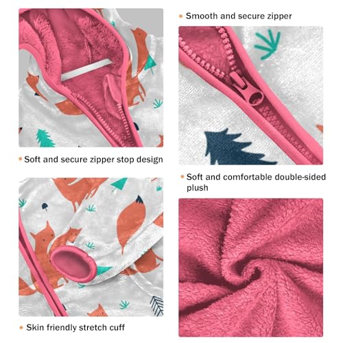 OTVEE Cute Fox Pattern Kids Hoodie Jacket Fall Spring Full Zip Warm Outwear Coat3