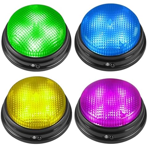 BEAN LIEVE Recordable Answer Buzzers - Set of 4 Buzzers, Personalized Sound Buzzers, Recordable Buttons, Game Show Buzzers, Perfect for Family Game, Trivia Nights and Classroom Teaching. Cover