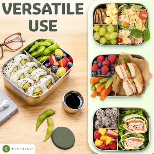 Image of Stainless Steel Bento Box + Condiment Container - Sage, 27oz / 0.8 L