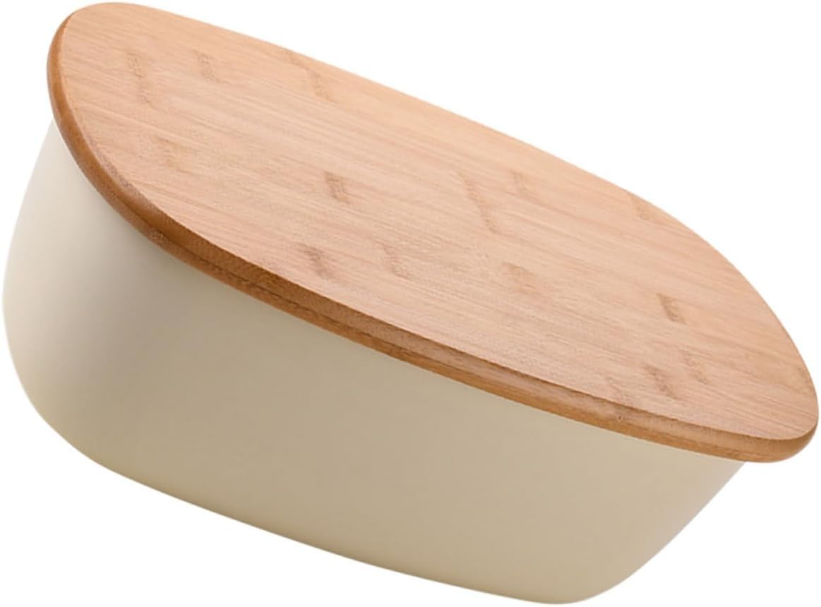 Bread Box and Toast Container with Oak Wood Lid Oval Bread Storage Organizer for Kitchen Countertop for Freshness and Convenient Use