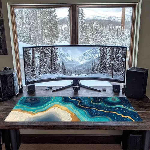 Mouse pad bleu motif marbré pour bureau ordinateur portable