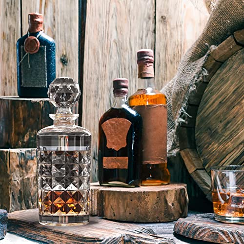 Whiskey Decanter With Sealed Irregular Stopper,Novel Lead-Free Crystal Glass Bottle,Gift For Friends,Glass Decanters For Vodka,Wine, Liquor ,Juice And Water(Small Diamond) #TOP1