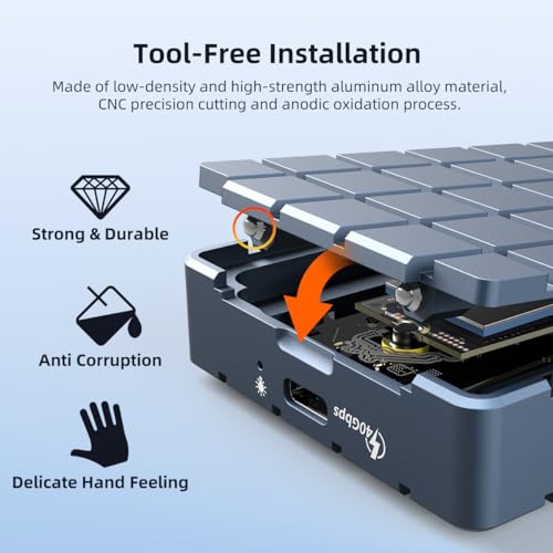 Image of MAIWO 40Gbps NVMe Enclosure Tool Free USB4 M.2 SSD Reader Fanless No Noise Aluminum, Compatible with Thunderbolt4 /3 USB4 /3.2 /3.0 /2.0, Support 2280 M-Key PCIe NVMe SSD