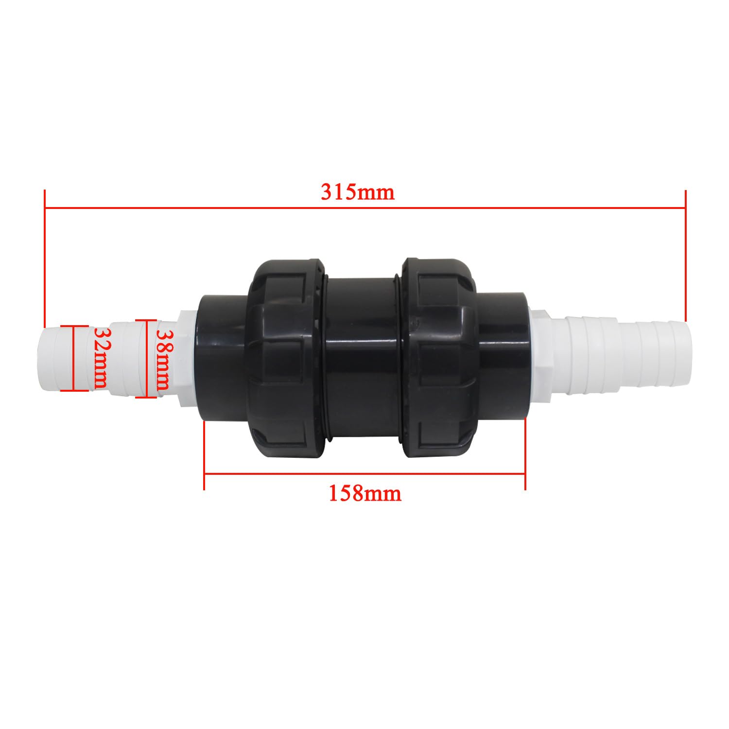 Valvola di non ritorno per piscina plastica con raccordo bocchetta tubo flessibile per irrigazione giardino agricoltura valvola di ritegno acqua pvc antiriflusso a sfera (32 38mm)