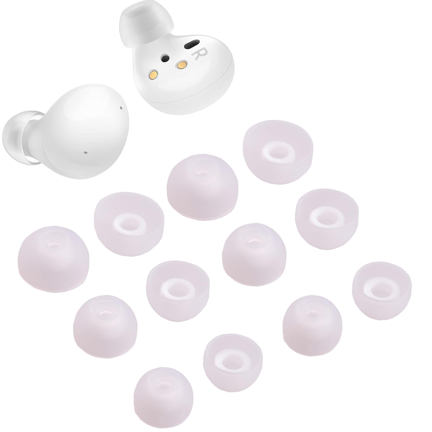 luakesa 6 Pairs Replacement Earbuds Tips Silicone Eartips Set for Samsung Galaxy Buds 2 Headphones Wireless Fit in Case Ear Tips (White)