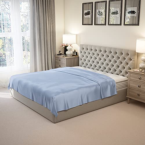 Mulberry Park 100% Pure King Silk Flat Sheet Deluxe 22 Momme 6A Mulberry Silk Bed Sheets - Breathable, Ultra-Soft, Oeko-TEX Certified - Steel Blue