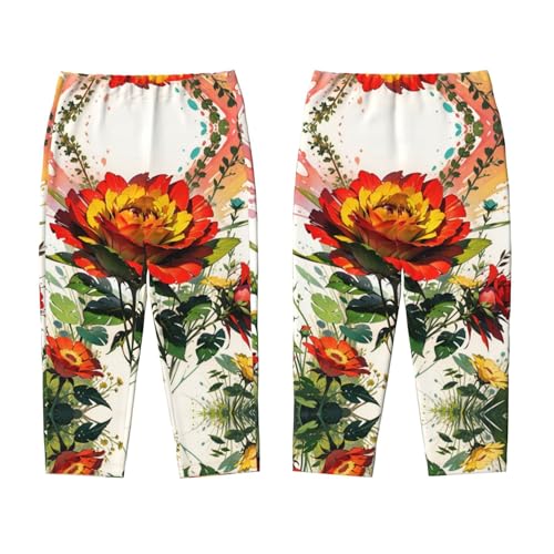 Pajama Pants Pajama Bottoms with Elastic Waistband Sleepwear Lounge Pants, Watercolor Rose Flowers3