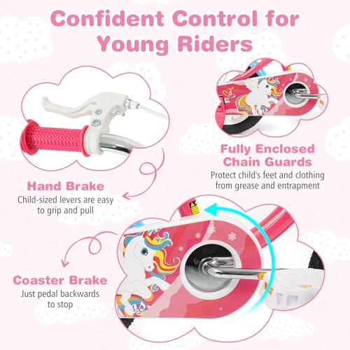 Image of BABY JOY Girls Bike with Streamers & Doll-Seat, Kids Bike for 3-8 Years Old