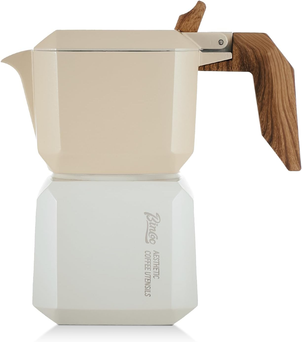 Bincoo Máquina de café expreso para estufa, 2 tazas, cubo creativo, moka de doble válvula, olla italiana con papel de filtro, 4 onzas líquidas