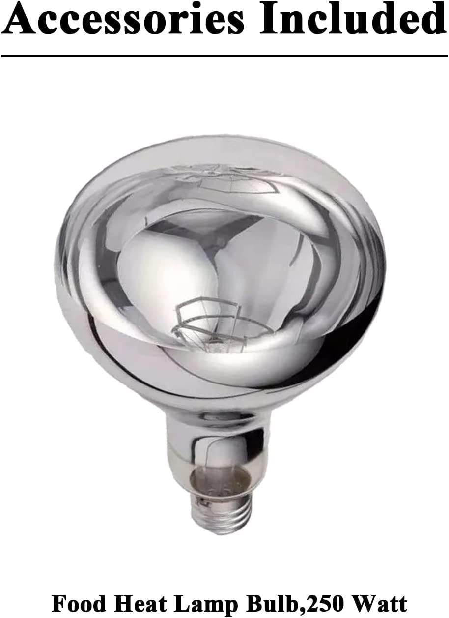 Lampa do podgrzewania jedzenia 250W, żarówka, lampa grzewcza na blat, obracana o 360°, do bufetu, zapobiega stygnięciu potraw w restauracji, na przyjęcia, bufety, do pizzy, steków