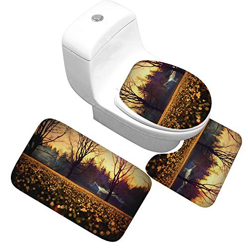 Claean-Acces-Home Toilettendeckelbezug 3 Stück Mikrofaser Badezimmerteppich Set Rutschfester Toilettensitzbezug Matte Badboden Absorbierende Teppiche-Hhcl_Große Größe-3Pcs