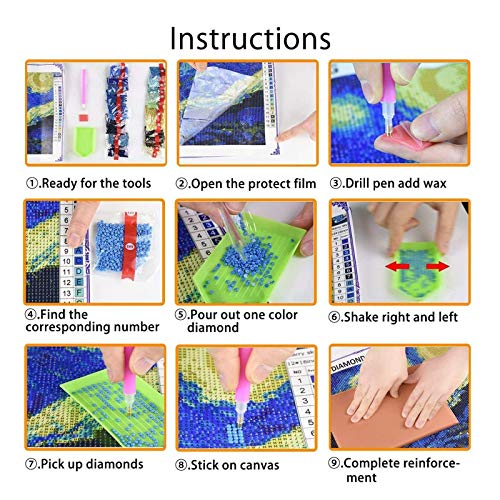 Pintura de diamante 5D DIY (conjunto por número), pintura de bordado de diamante e strass, arte de d