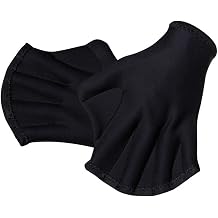 MansWill 1 Pair Aquatic Swimming Gloves, Frog Webbed Fitness Water Resistance Training Gloves/Neoprene Full Finger Gloves for Pool Playing Diving - Free Size
